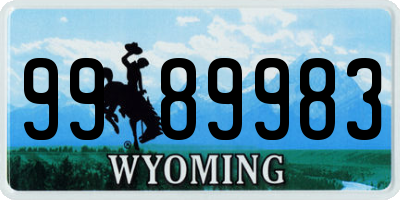 WY license plate 9989983