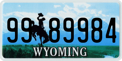 WY license plate 9989984