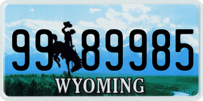 WY license plate 9989985