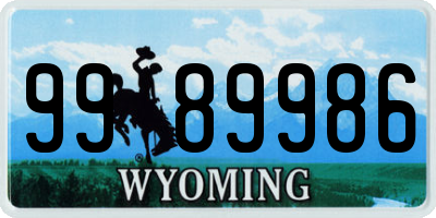 WY license plate 9989986