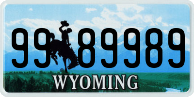 WY license plate 9989989