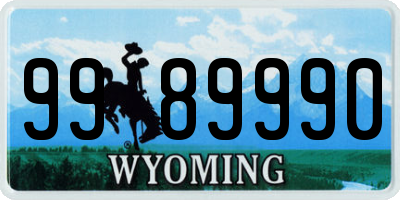 WY license plate 9989990