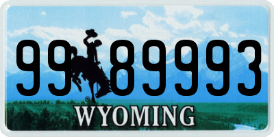 WY license plate 9989993