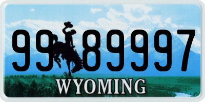 WY license plate 9989997