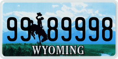 WY license plate 9989998