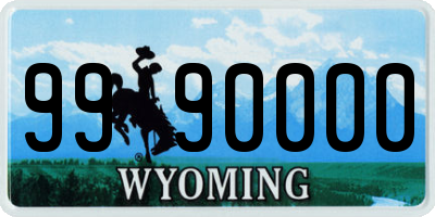 WY license plate 9990000