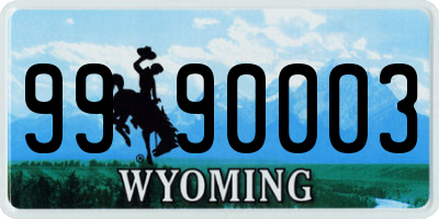 WY license plate 9990003