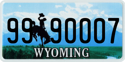 WY license plate 9990007