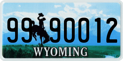 WY license plate 9990012