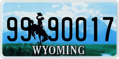 WY license plate 9990017