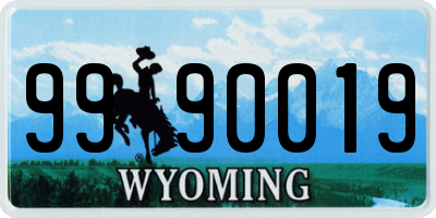 WY license plate 9990019