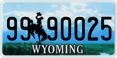 WY license plate 9990025