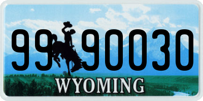 WY license plate 9990030