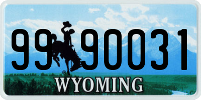 WY license plate 9990031
