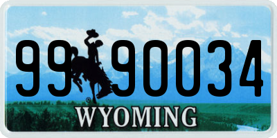 WY license plate 9990034