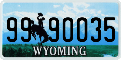 WY license plate 9990035