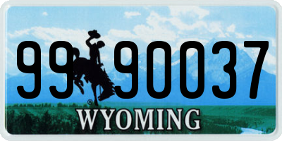 WY license plate 9990037