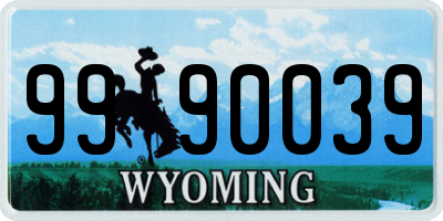 WY license plate 9990039