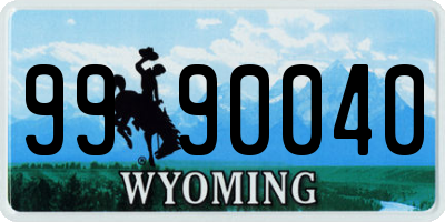 WY license plate 9990040