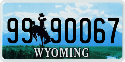 WY license plate 9990067