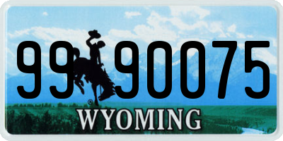 WY license plate 9990075