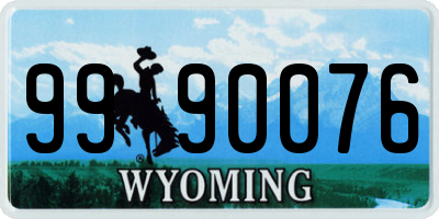 WY license plate 9990076