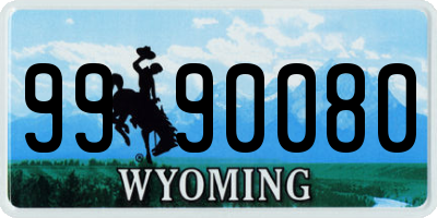 WY license plate 9990080