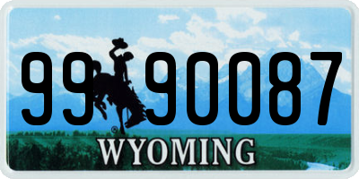 WY license plate 9990087