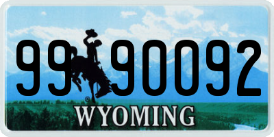 WY license plate 9990092