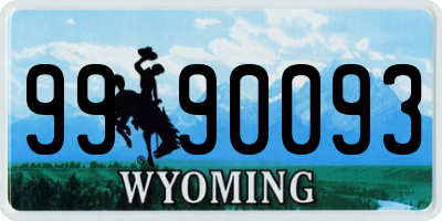 WY license plate 9990093