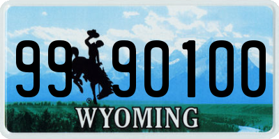 WY license plate 9990100