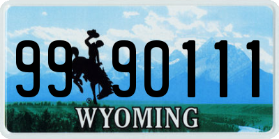 WY license plate 9990111