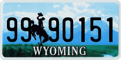 WY license plate 9990151