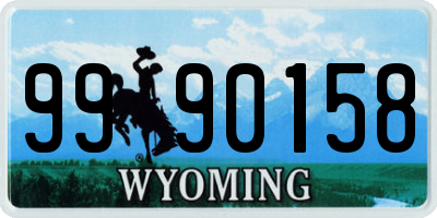 WY license plate 9990158