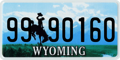 WY license plate 9990160