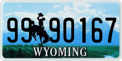 WY license plate 9990167