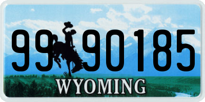 WY license plate 9990185