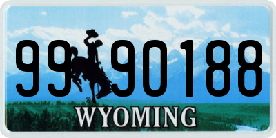 WY license plate 9990188