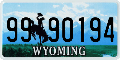 WY license plate 9990194