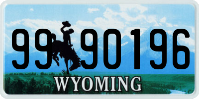 WY license plate 9990196