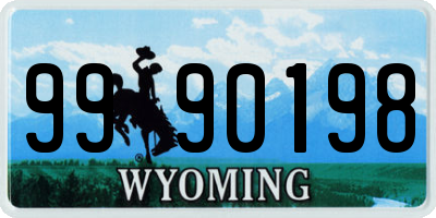 WY license plate 9990198