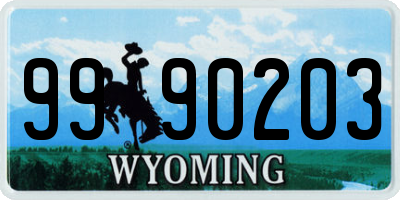 WY license plate 9990203