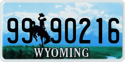 WY license plate 9990216