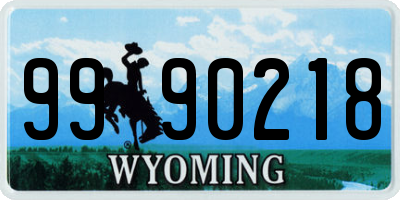 WY license plate 9990218