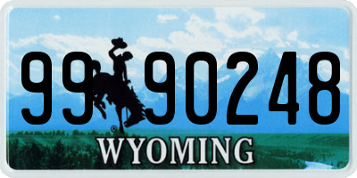 WY license plate 9990248