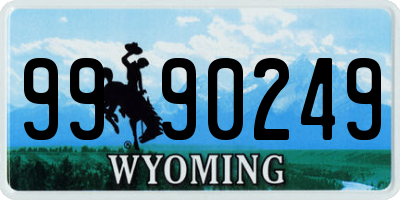 WY license plate 9990249