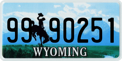 WY license plate 9990251