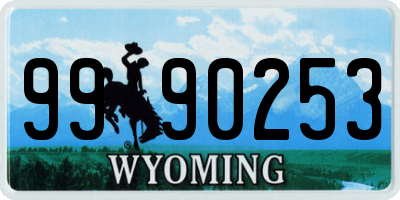 WY license plate 9990253