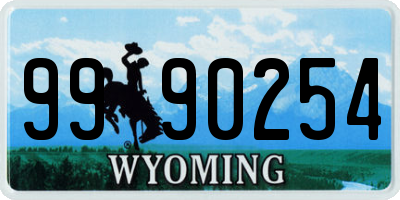 WY license plate 9990254