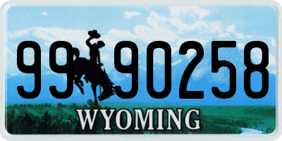 WY license plate 9990258